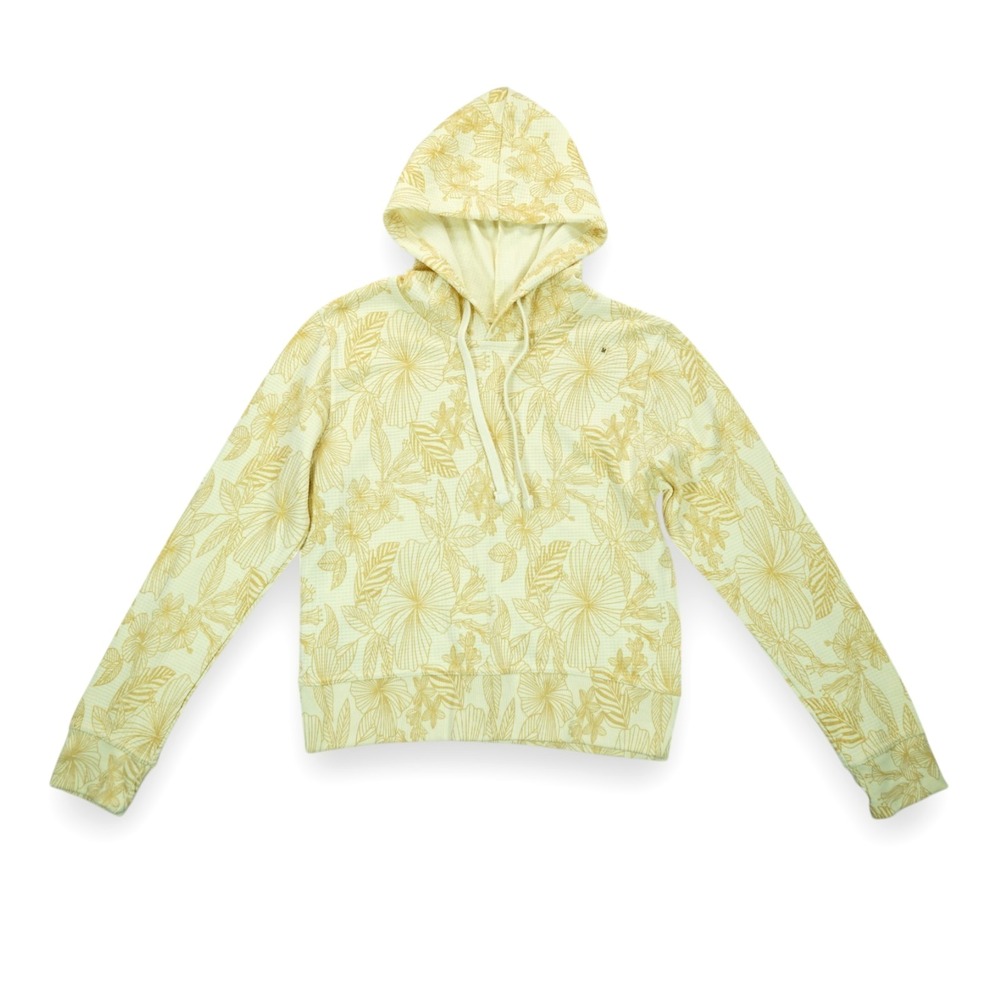 NWT MV Sport Women's Floral Print Hooded Sweatshirt -‎ Size Medium ~ Yellow